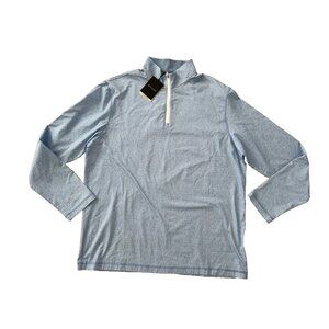 Bugatchi Anthony OoohCotton Cocktail Quarter-Zip Pullover Top Air Blue ( L )